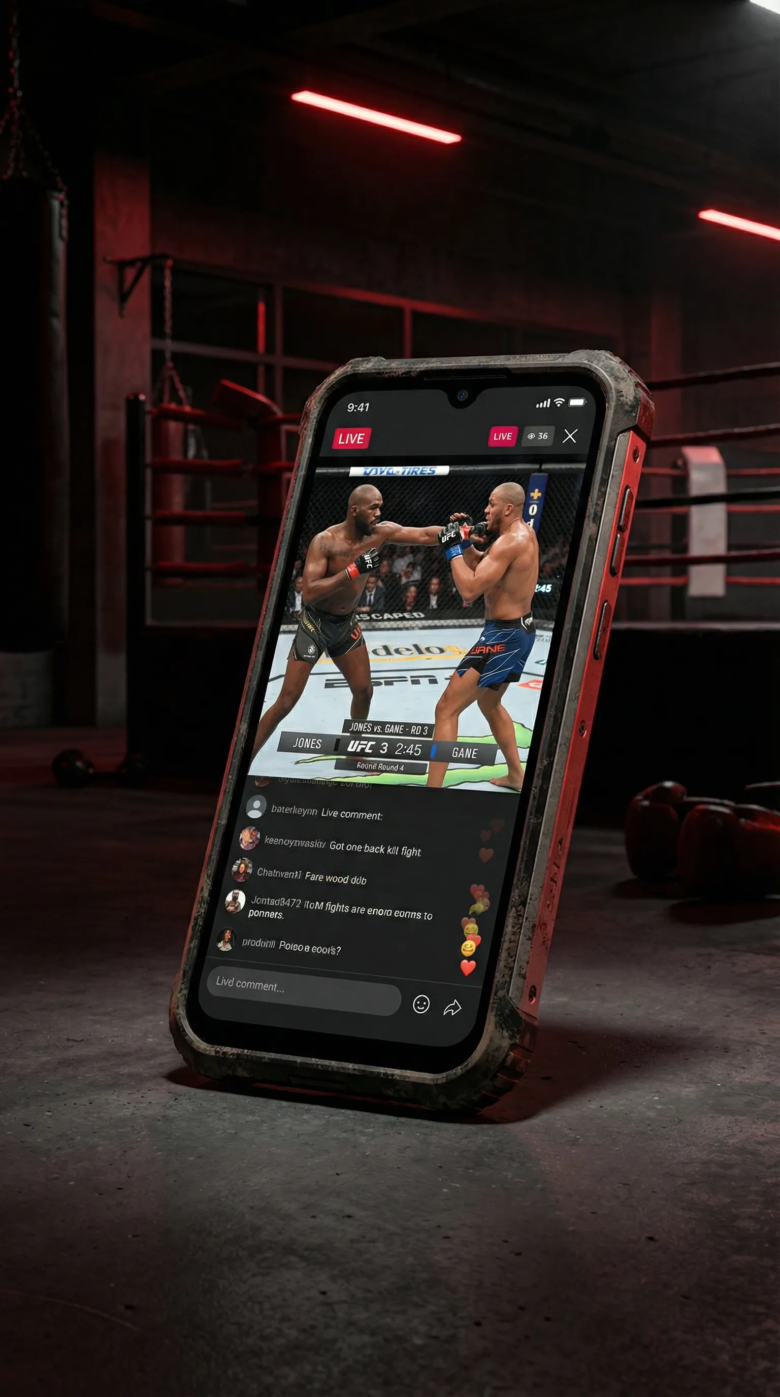 日本VS亚洲VS韩 移动端APP格斗直播界面